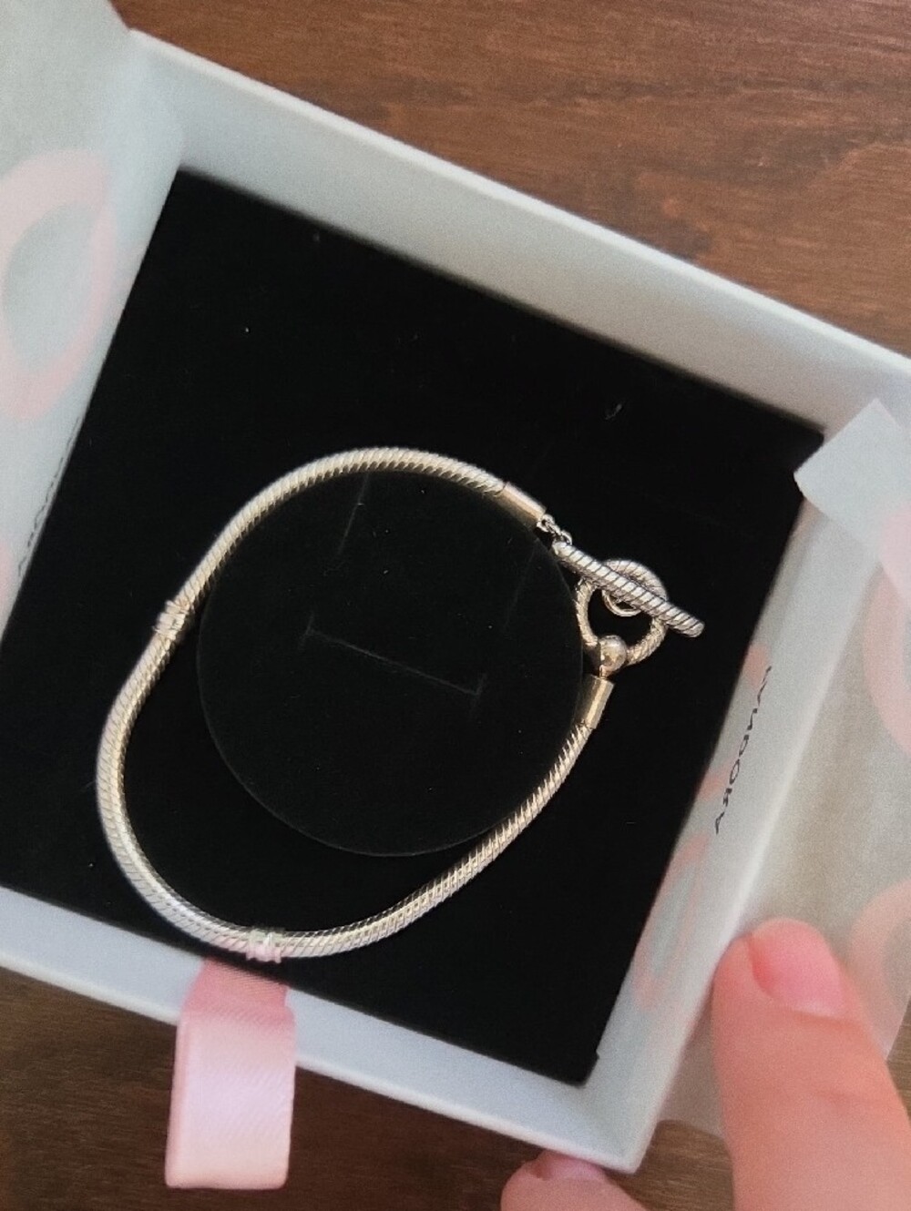 Pandora Silver Snake Chain Bracelet with Toggle Clasp - Picture 3 of 4